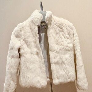 Elegant Cream Rabbit Fur Coat